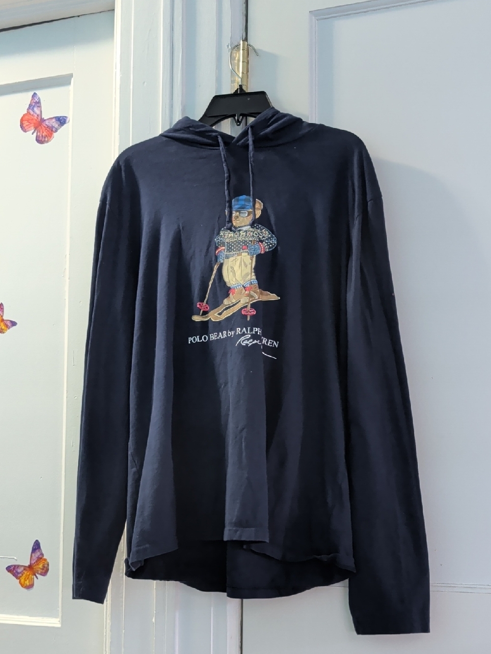 Ralph Lauren Navy Hoodie with Multicolor Polo Bear